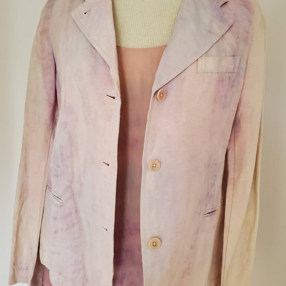 Vince linen painted Blazer 4 6 8 Pink white purple small med work summer travel - Picture 2 of 9